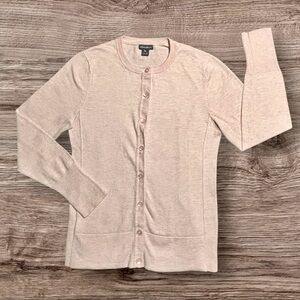 Eddie Bauer Pink Crewneck Button-Up Cardigan Sweater